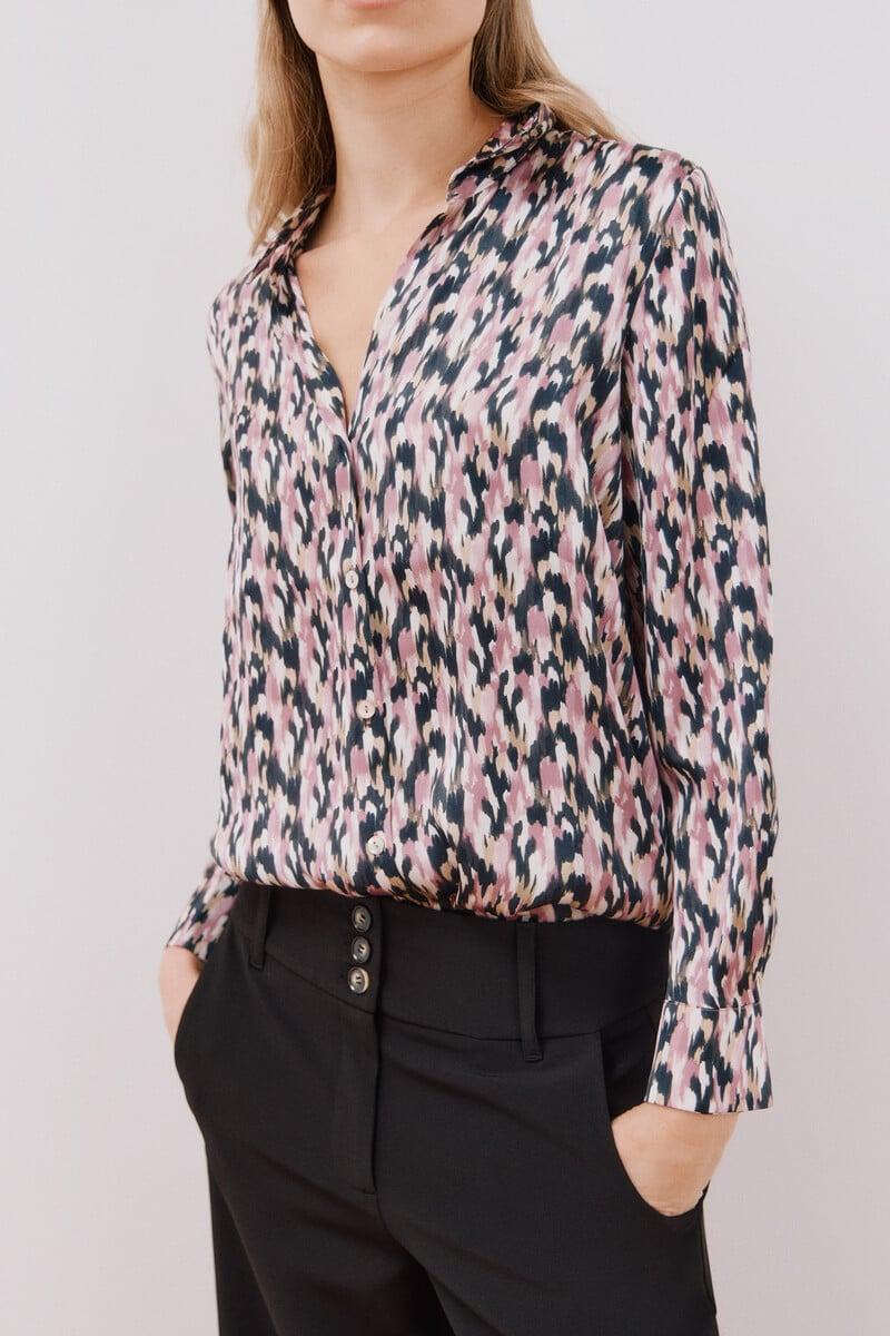 Cortefiel Blusa satinada manga larga Envío internacional gratuito