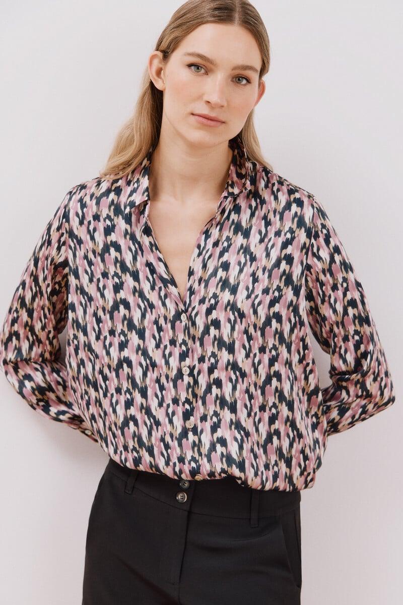 Cortefiel Blusa satinada manga larga Envío internacional gratuito