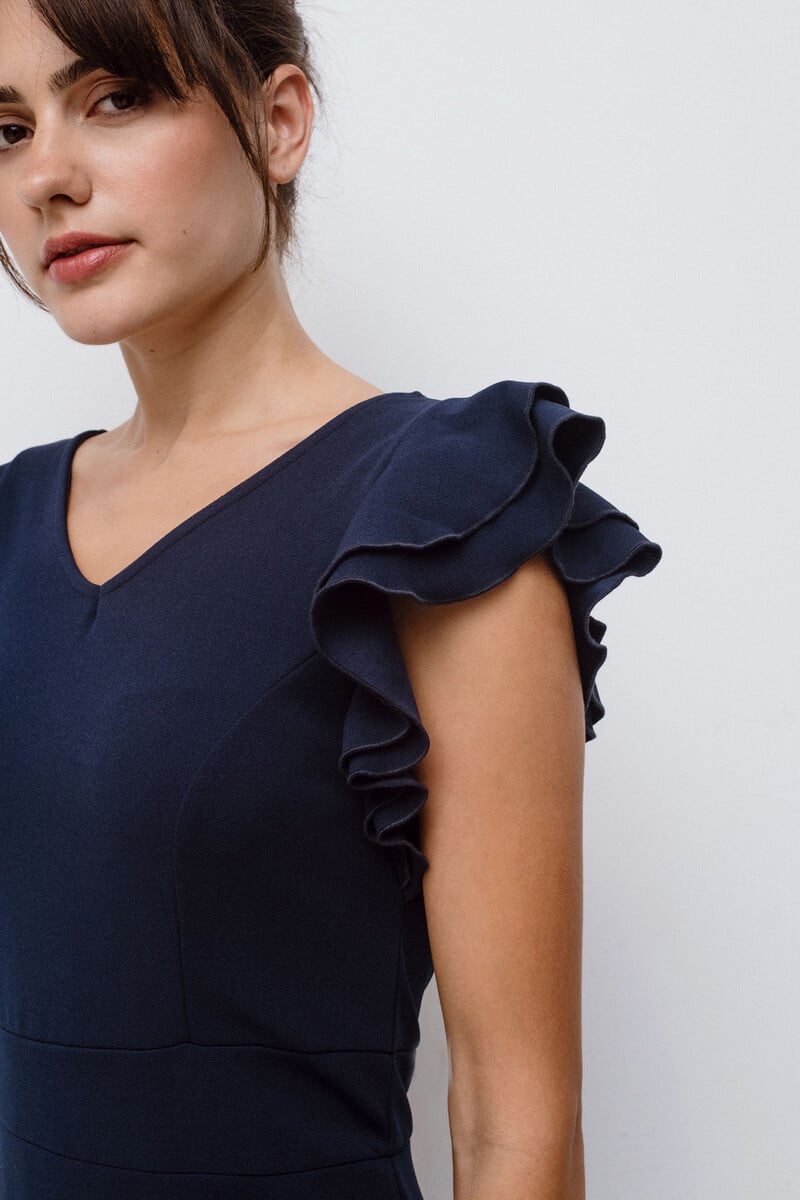 Cortefiel Vestido corto manga volante Precio ultrabajo