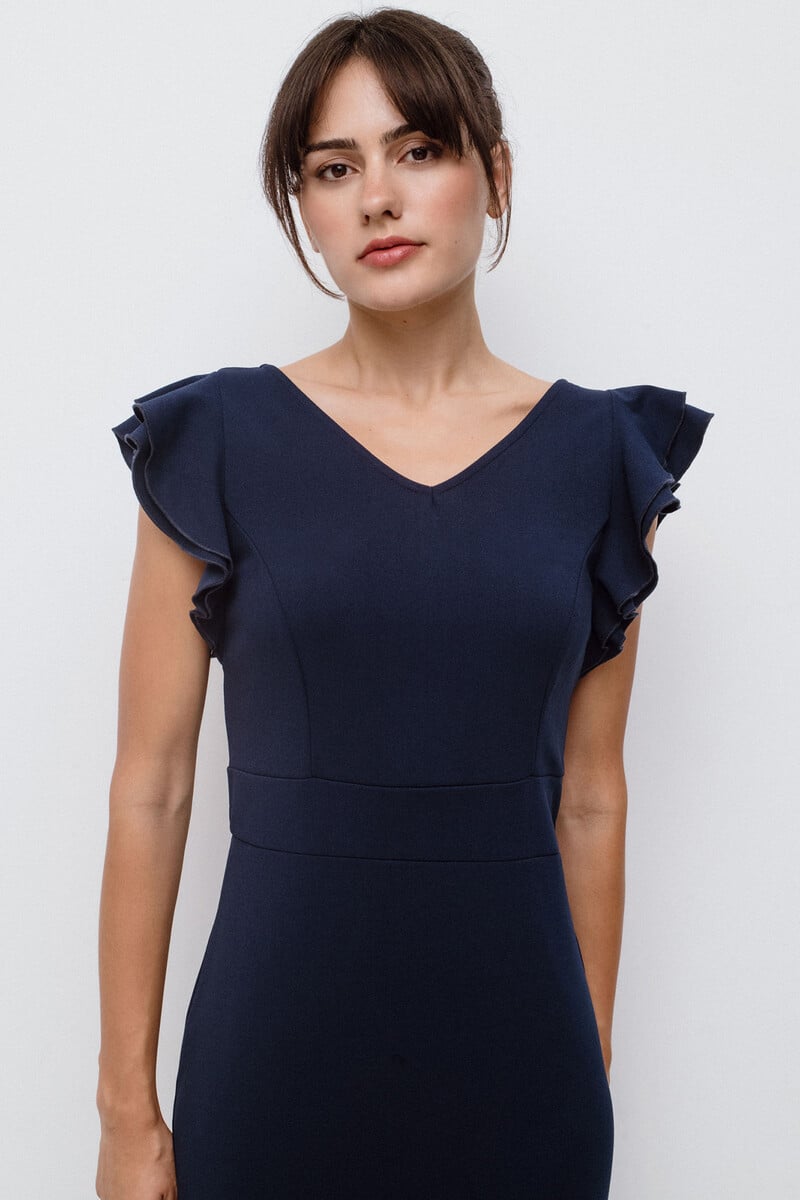 Cortefiel Vestido corto manga volante Precio ultrabajo