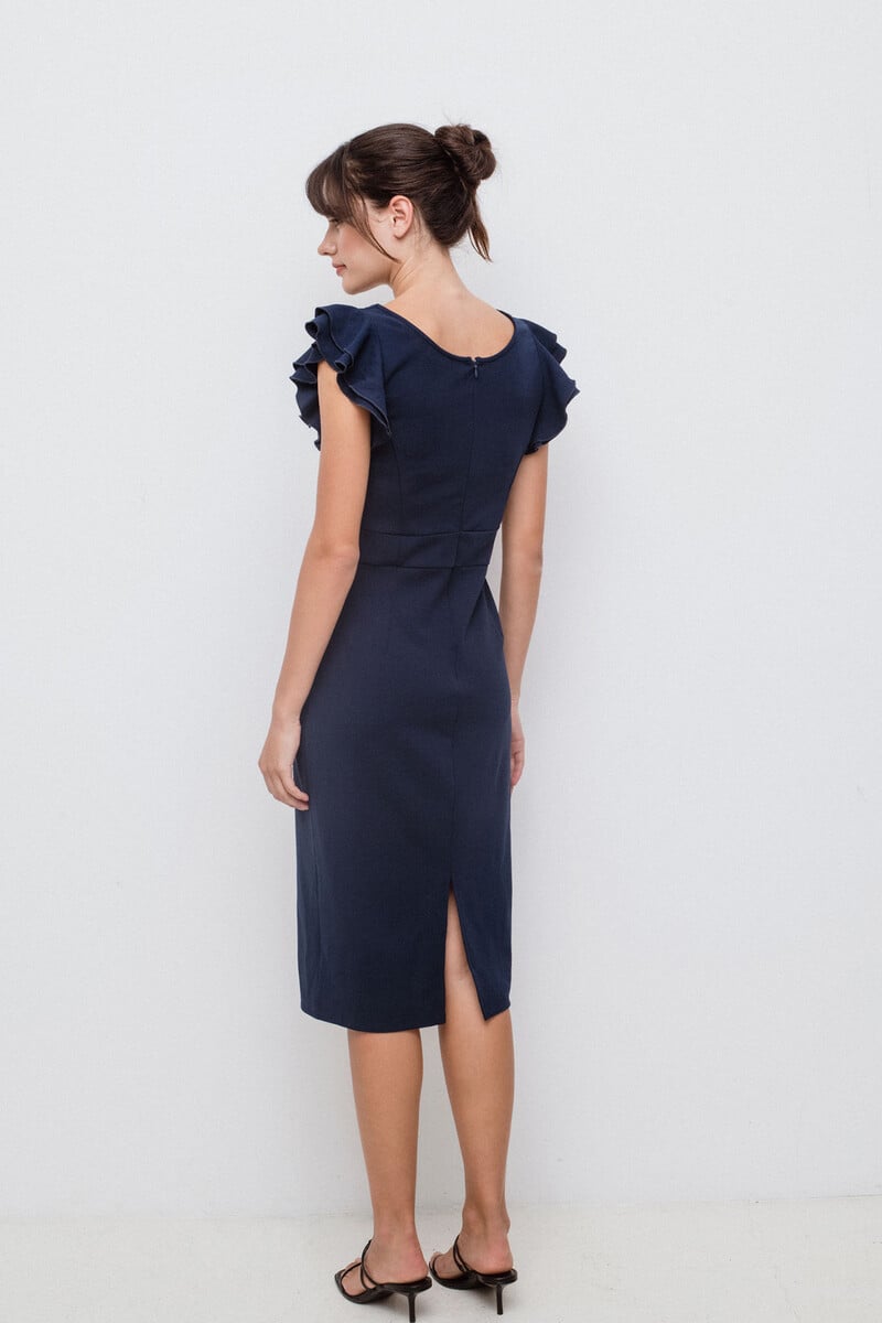Cortefiel Vestido corto manga volante Precio ultrabajo