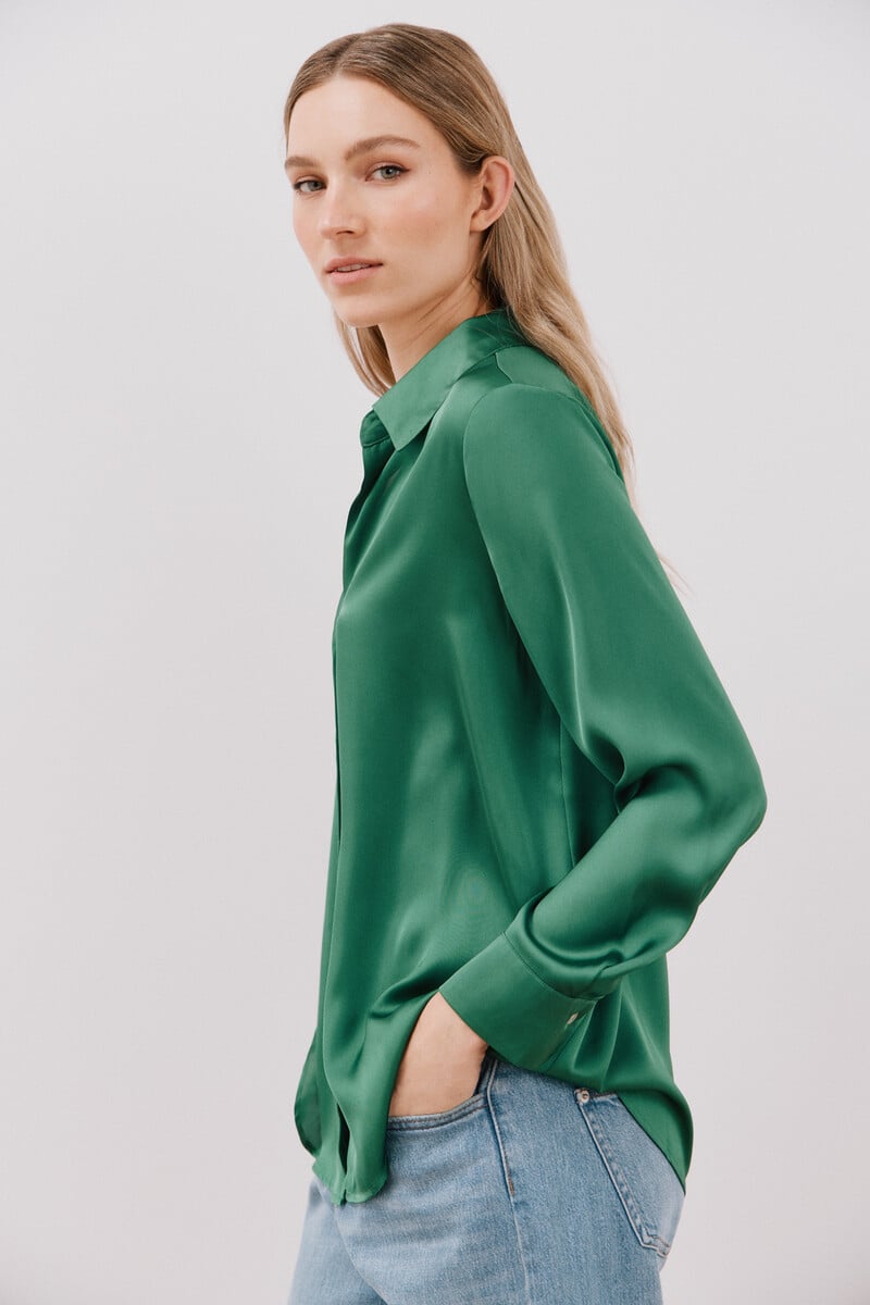 Cortefiel Blusa satinada manga larga