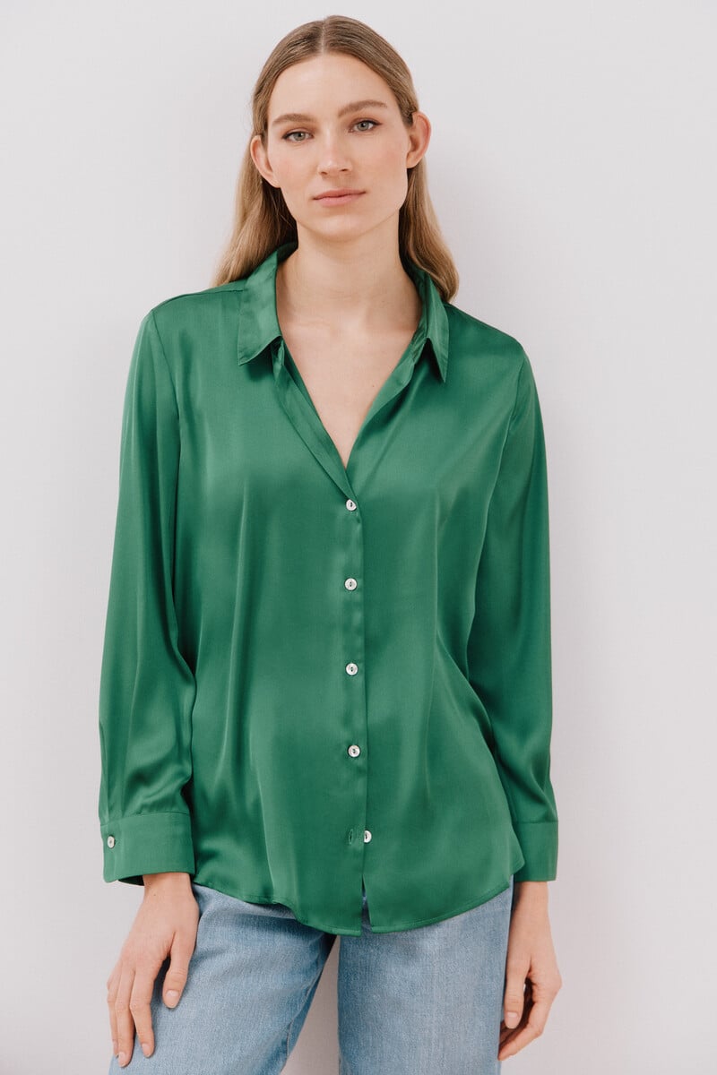 Cortefiel Blusa satinada manga larga En línea