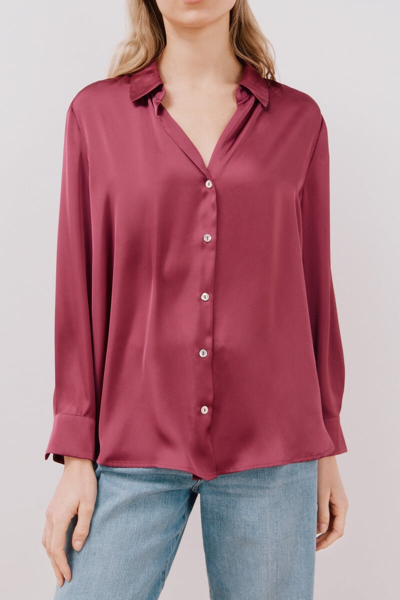 Cortefiel Blusa satinada manga larga Rebajas