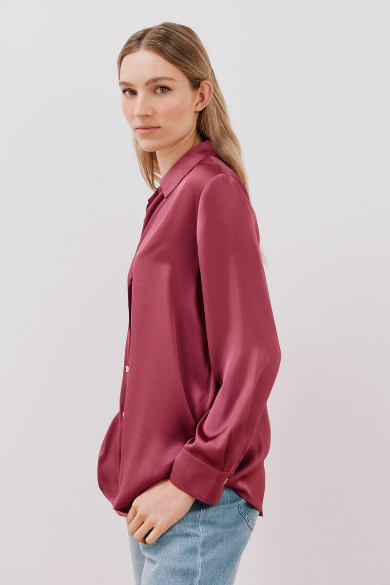 Cortefiel Blusa satinada manga larga Rebajas