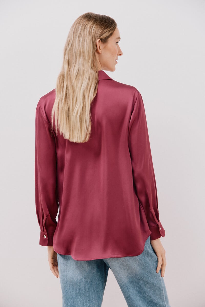 Cortefiel Blusa satinada manga larga Rebajas