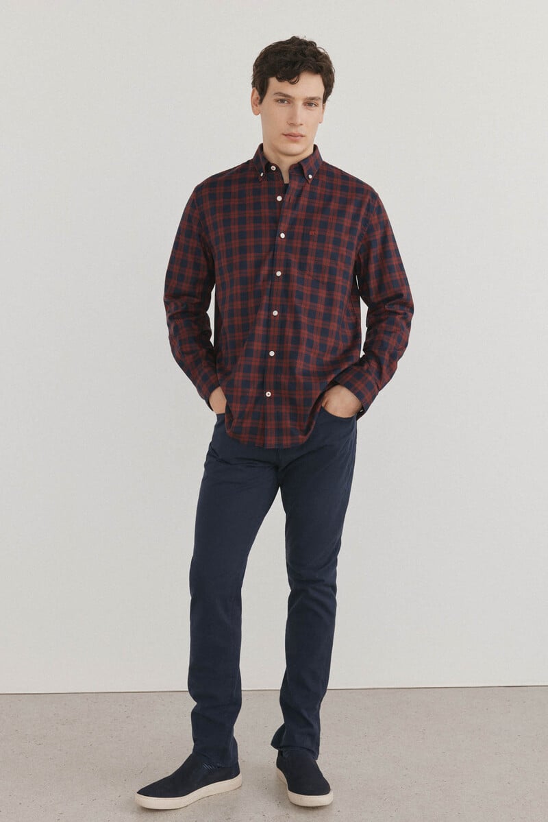 Cortefiel Camisa non iron cuadros twill Rebajas de fábrica
