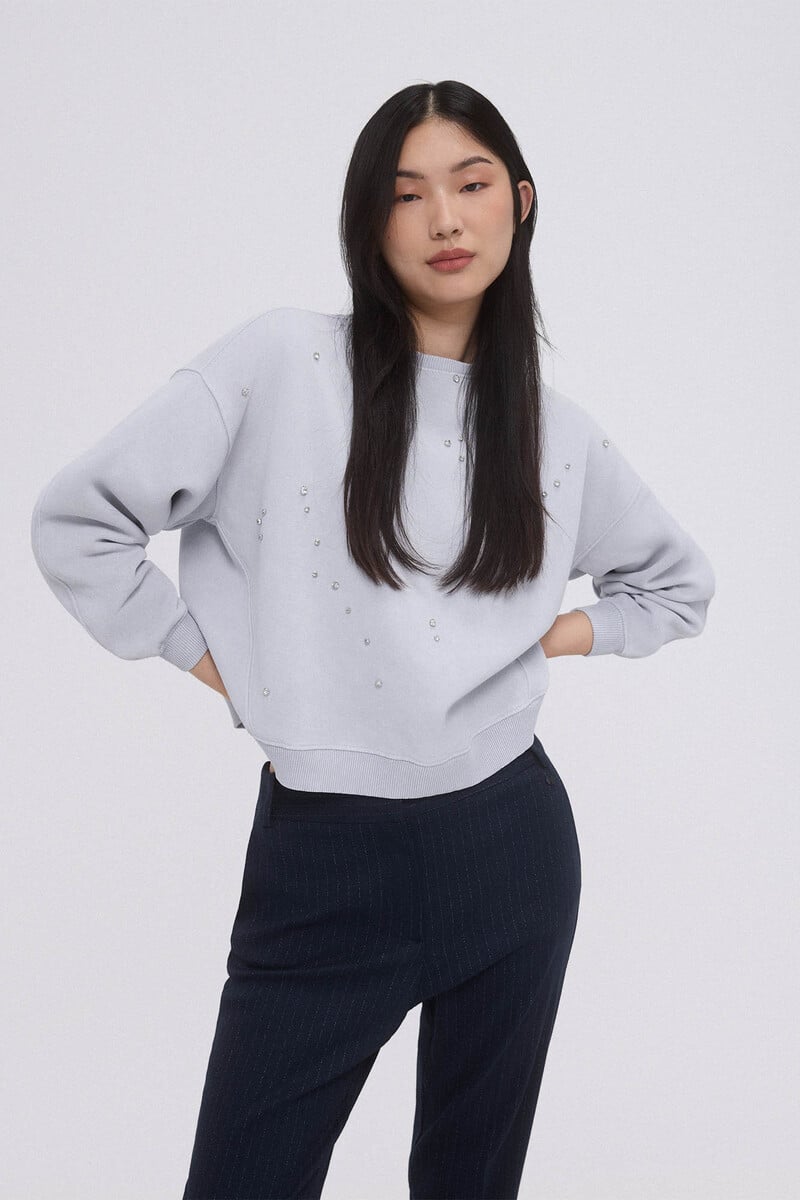 Cortefiel Sudadera lisa pedrería Ventas relámpago