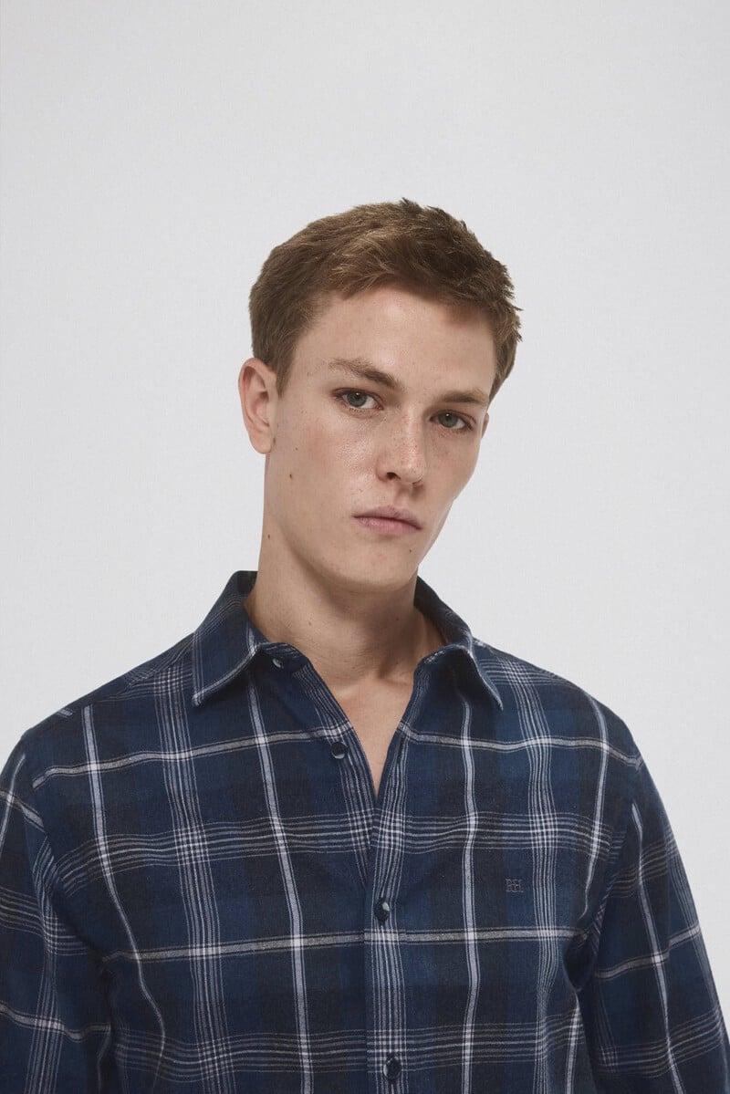Cortefiel Camisa twill cuadros cashmere touch Descuento