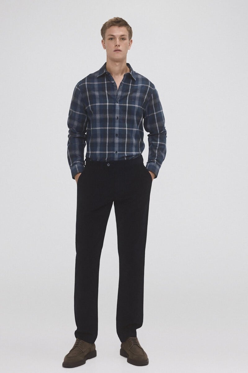 Cortefiel Camisa twill cuadros cashmere touch Descuento
