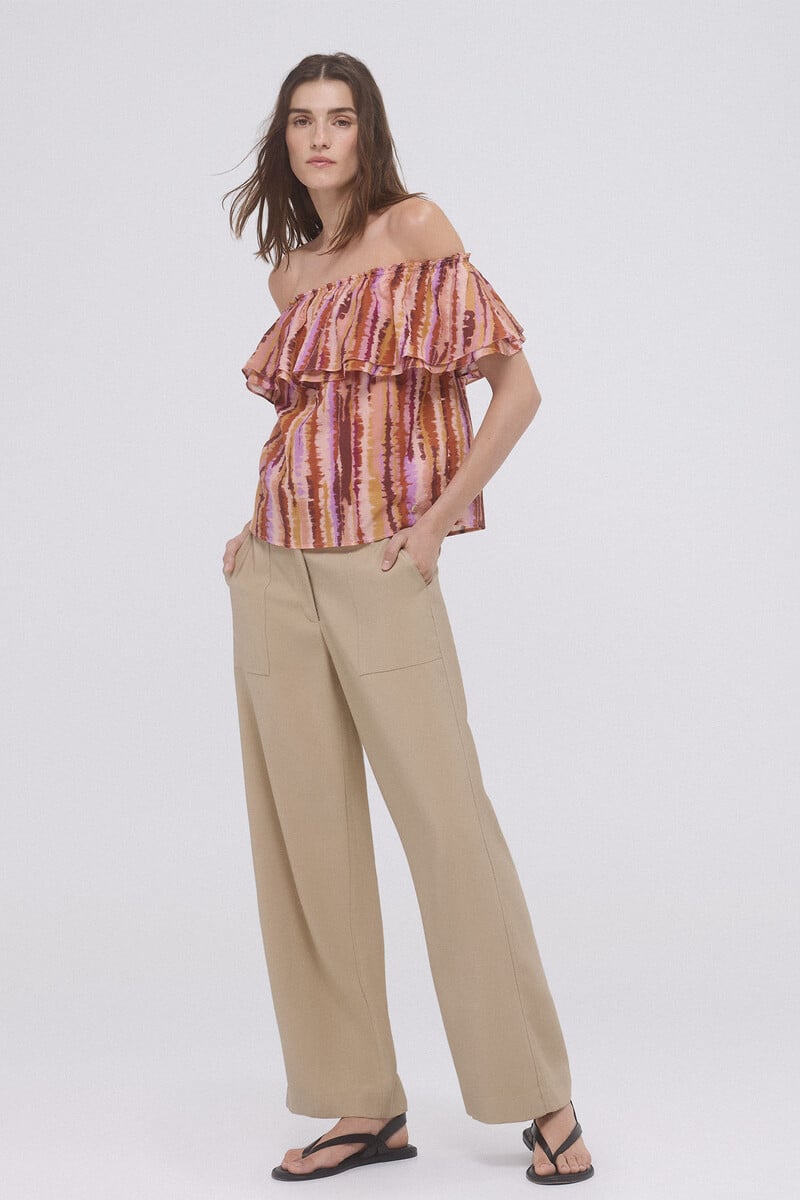 Cortefiel Top off shoulders estampado Tienda