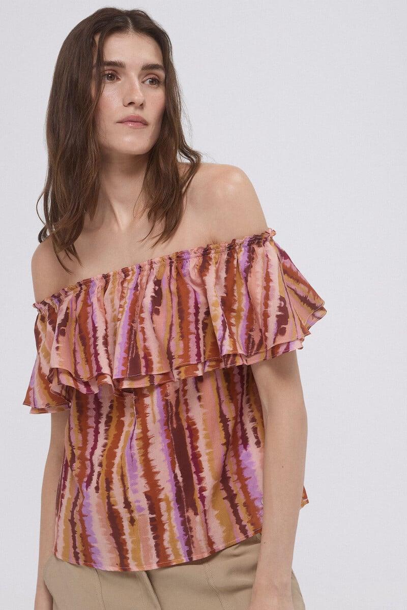 Cortefiel Top off shoulders estampado Tienda