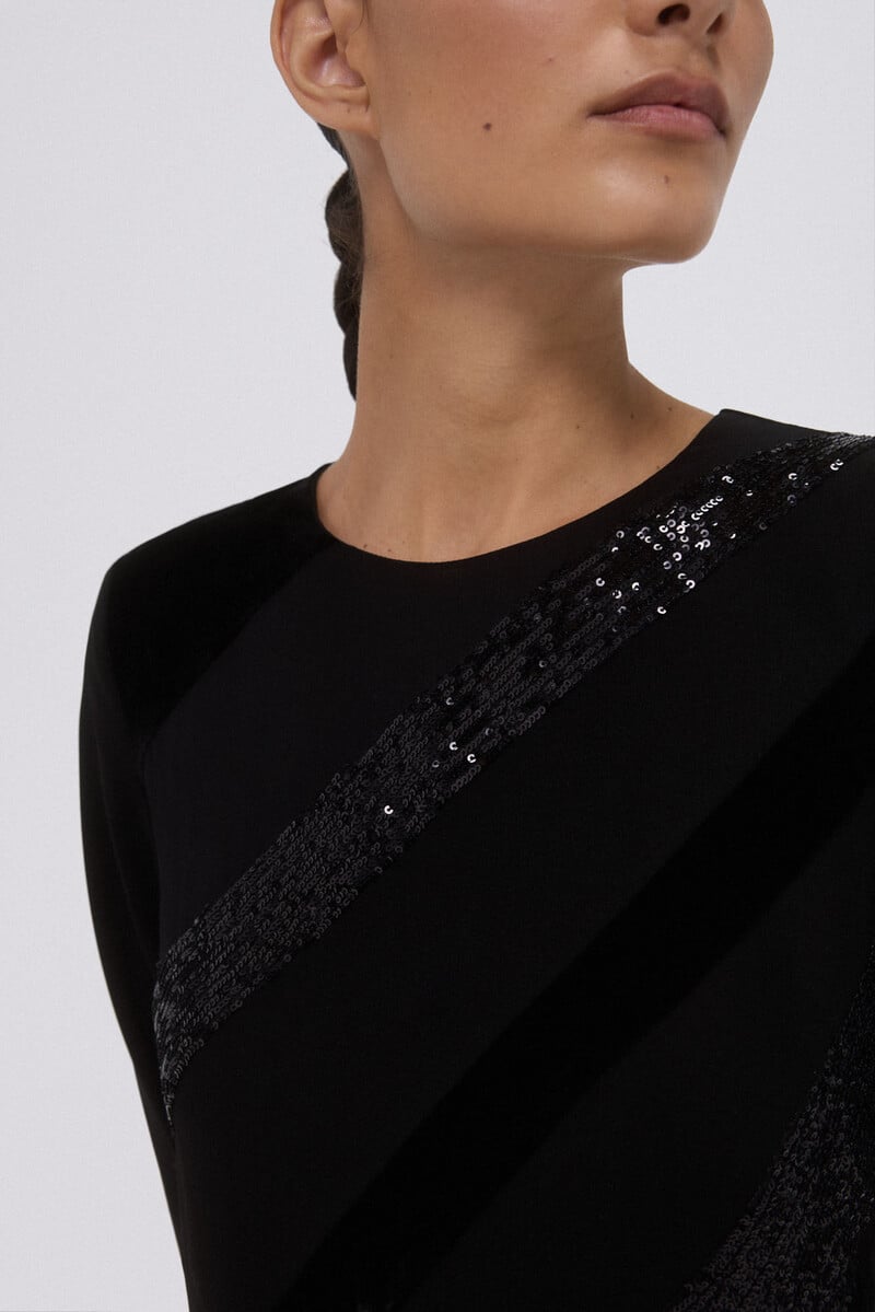 Cortefiel Vestido negro midi Envío internacional gratuito