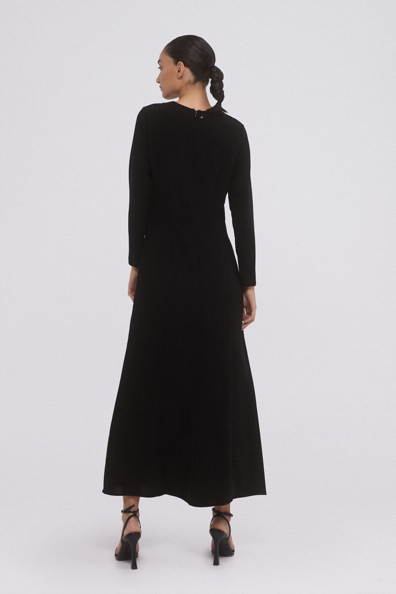 Cortefiel Vestido negro midi Envío internacional gratuito