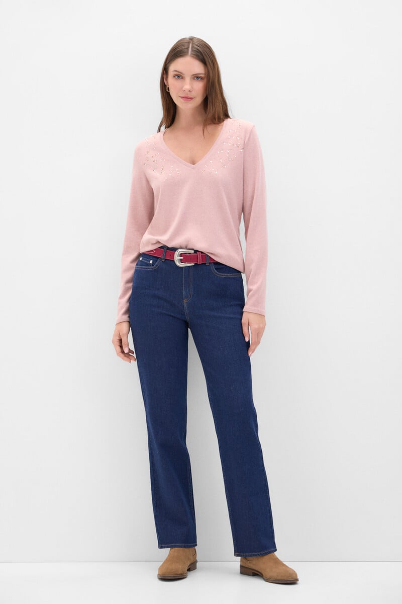 Cortefiel Camiseta tacto suave strass Outlet online