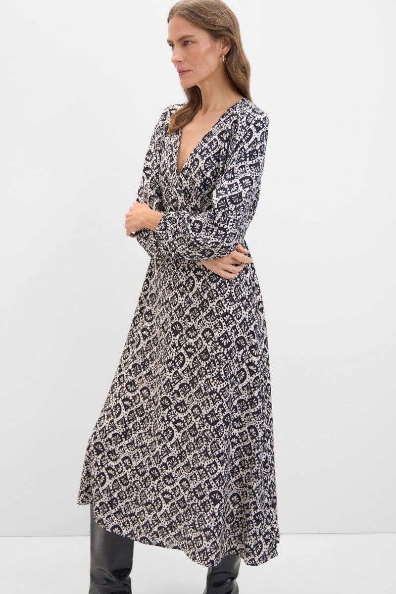 Cortefiel Vestido largo estampado geométrico Ofertas