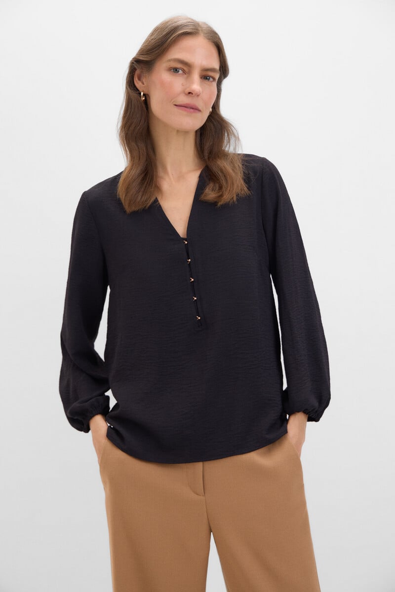 Cortefiel Blusa cuello mao manga larga Descuento