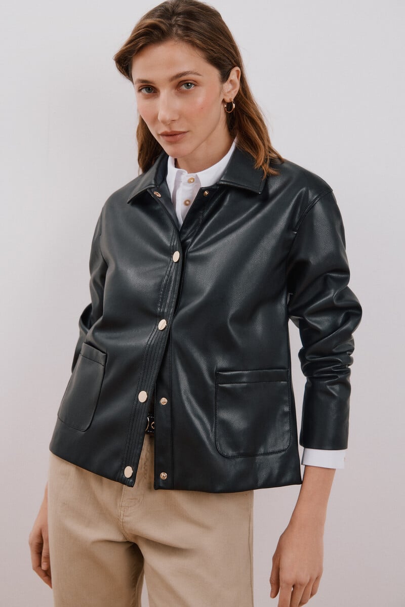 Cortefiel Chaqueta efecto piel ÚLTIMAS EDICIONES