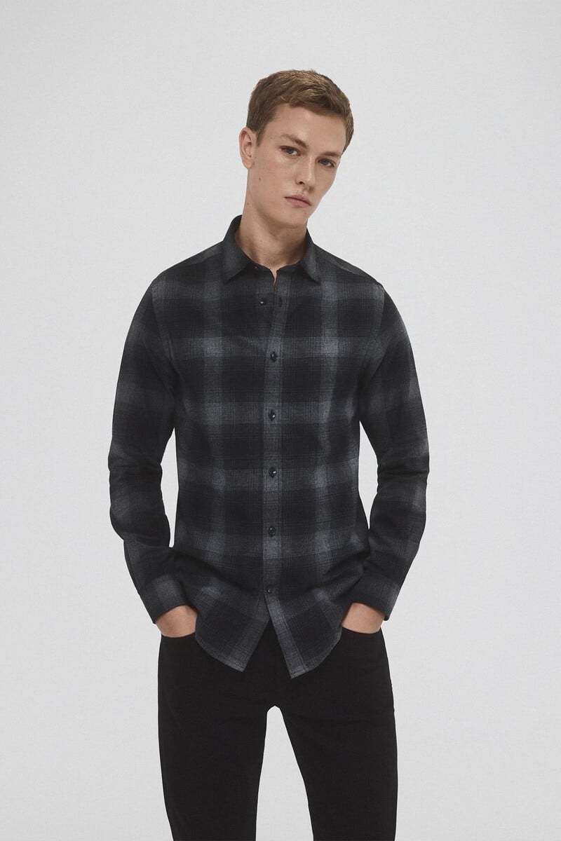 Cortefiel Camisa twill cuadros cashmere touch Ofertas especiales