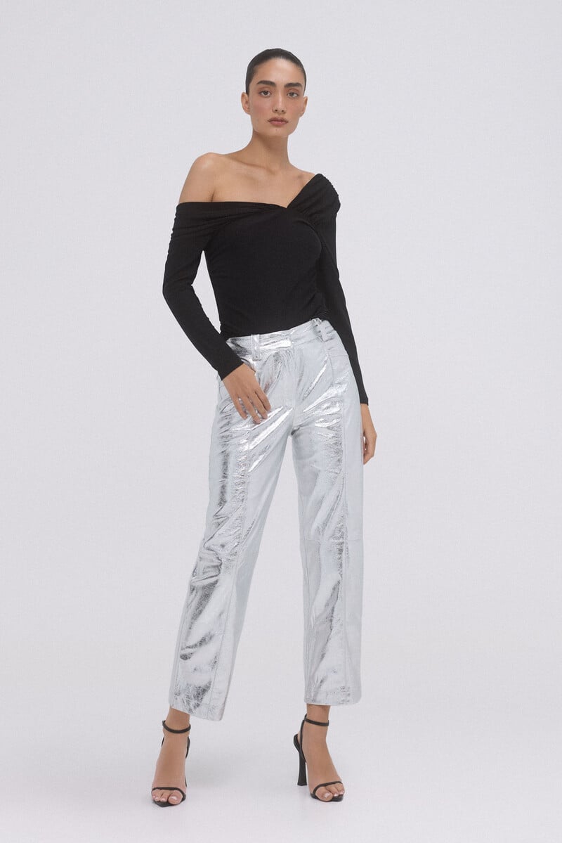 Cortefiel Camiseta lurex frunces 2025