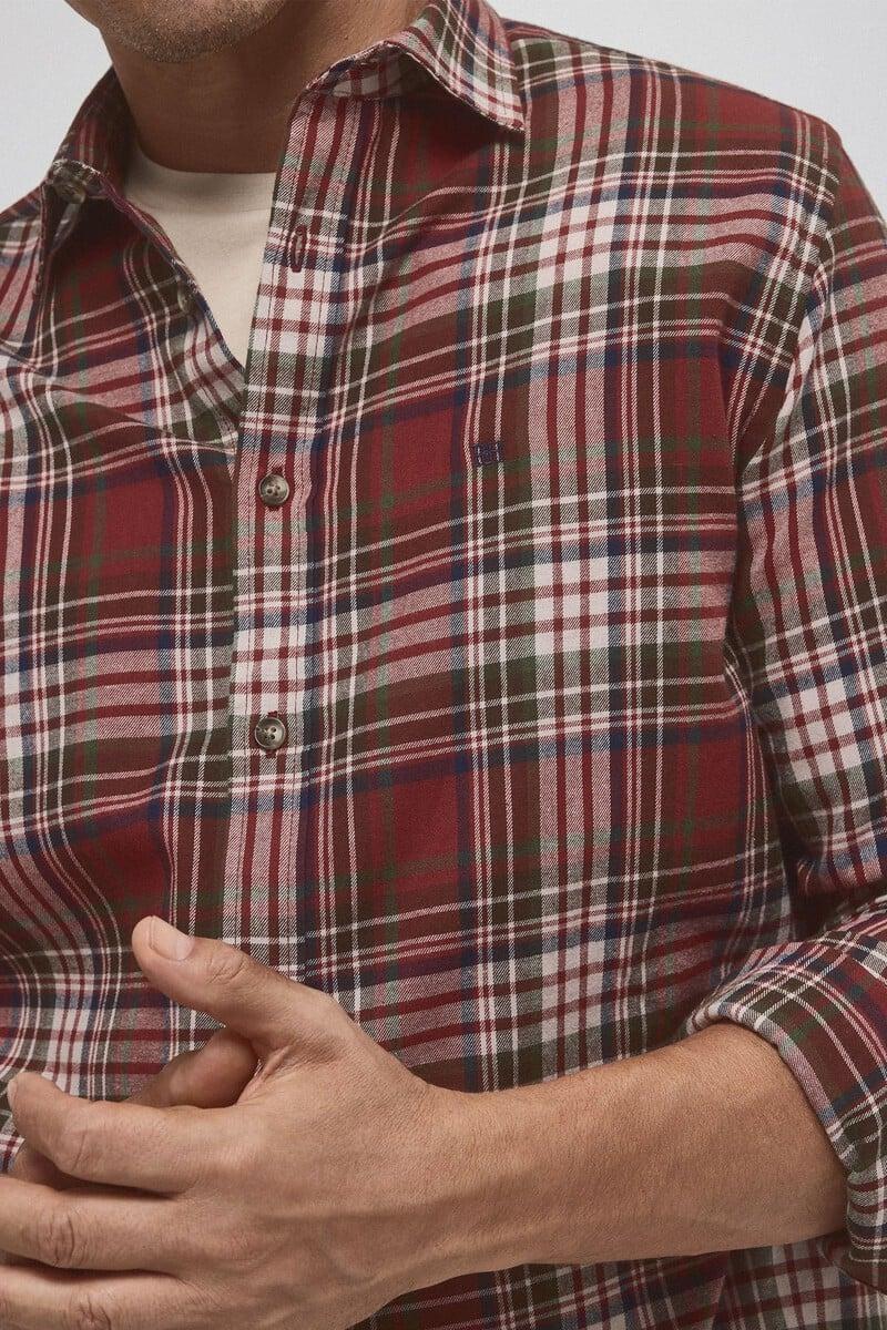 Cortefiel Camisa twill cuadros cashmere touch Mejor oferta