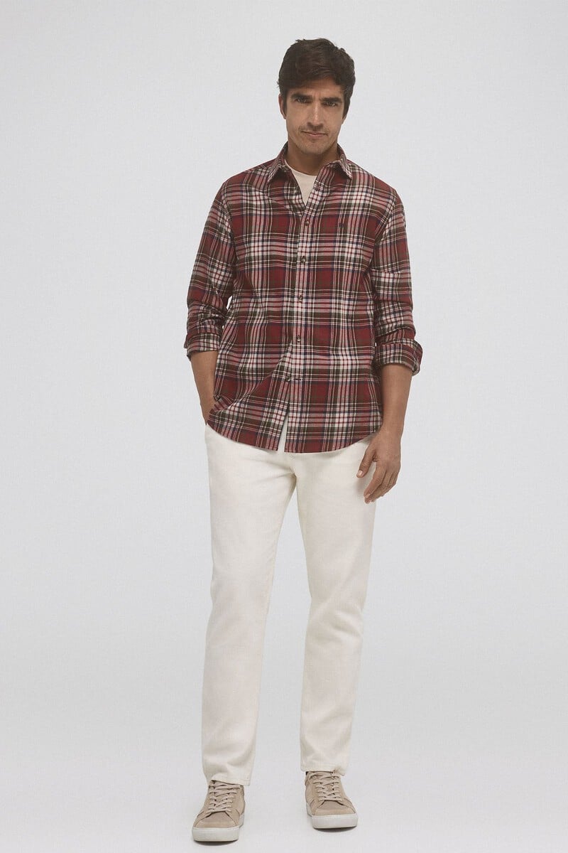 Cortefiel Camisa twill cuadros cashmere touch Mejor oferta