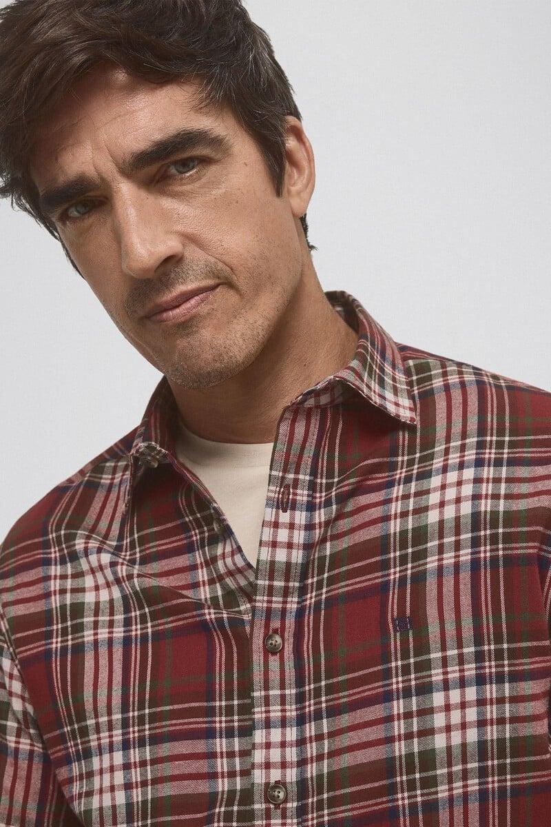 Cortefiel Camisa twill cuadros cashmere touch Mejor oferta