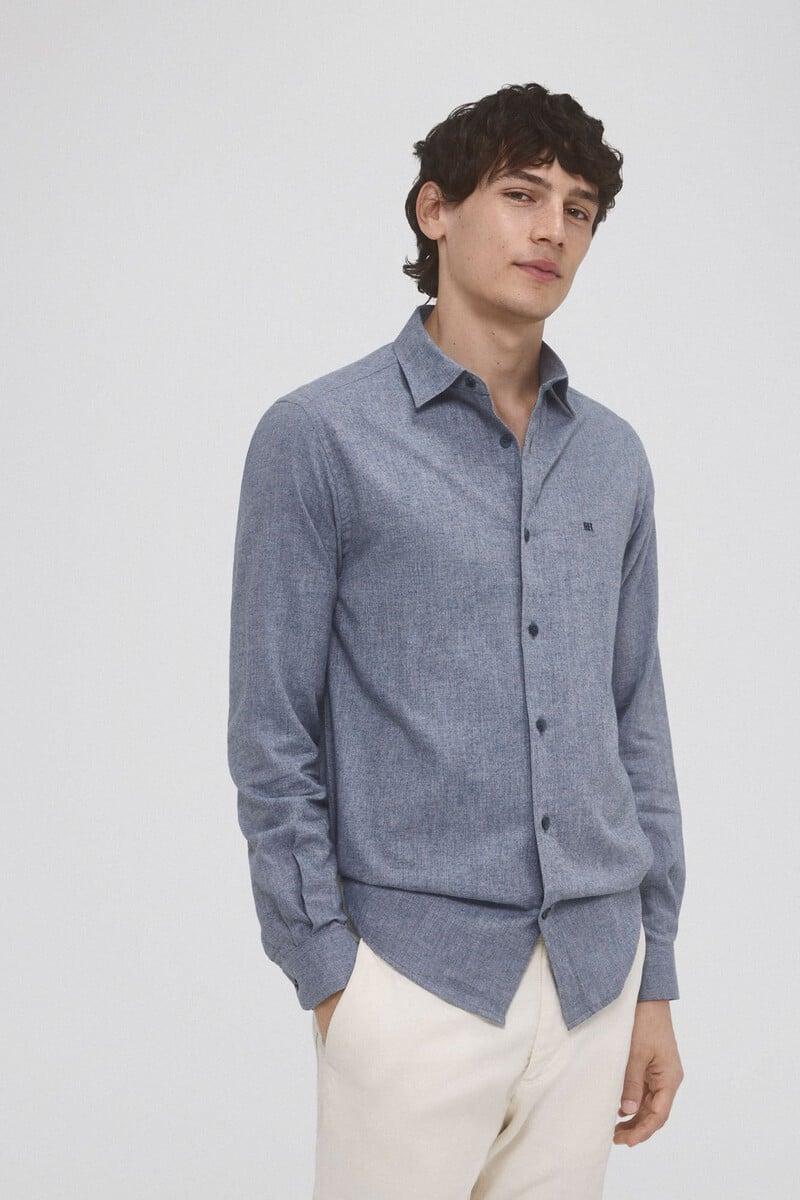 Cortefiel Camisa twill lisa cashmere touch Rebajas online