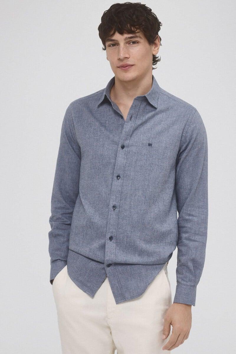 Cortefiel Camisa twill lisa cashmere touch Rebajas online