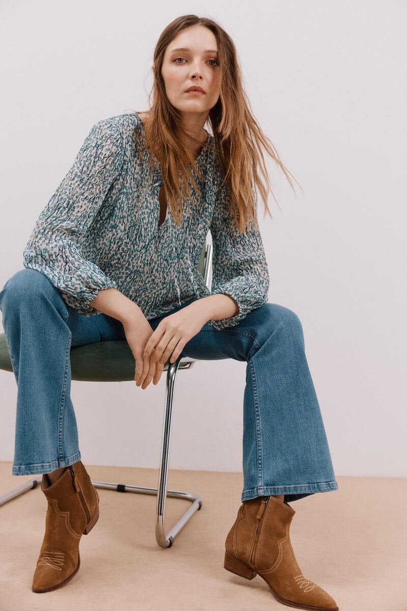 Cortefiel Blusa plisada escote pico Precio de fábrica
