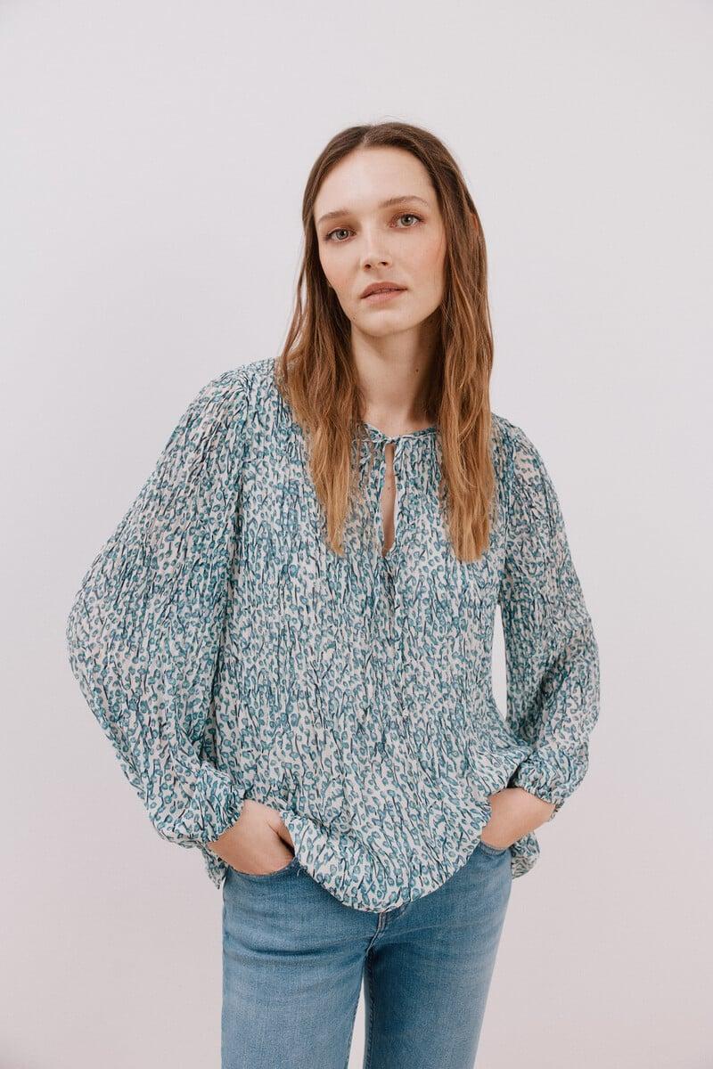 Cortefiel Blusa plisada escote pico Precio de fábrica