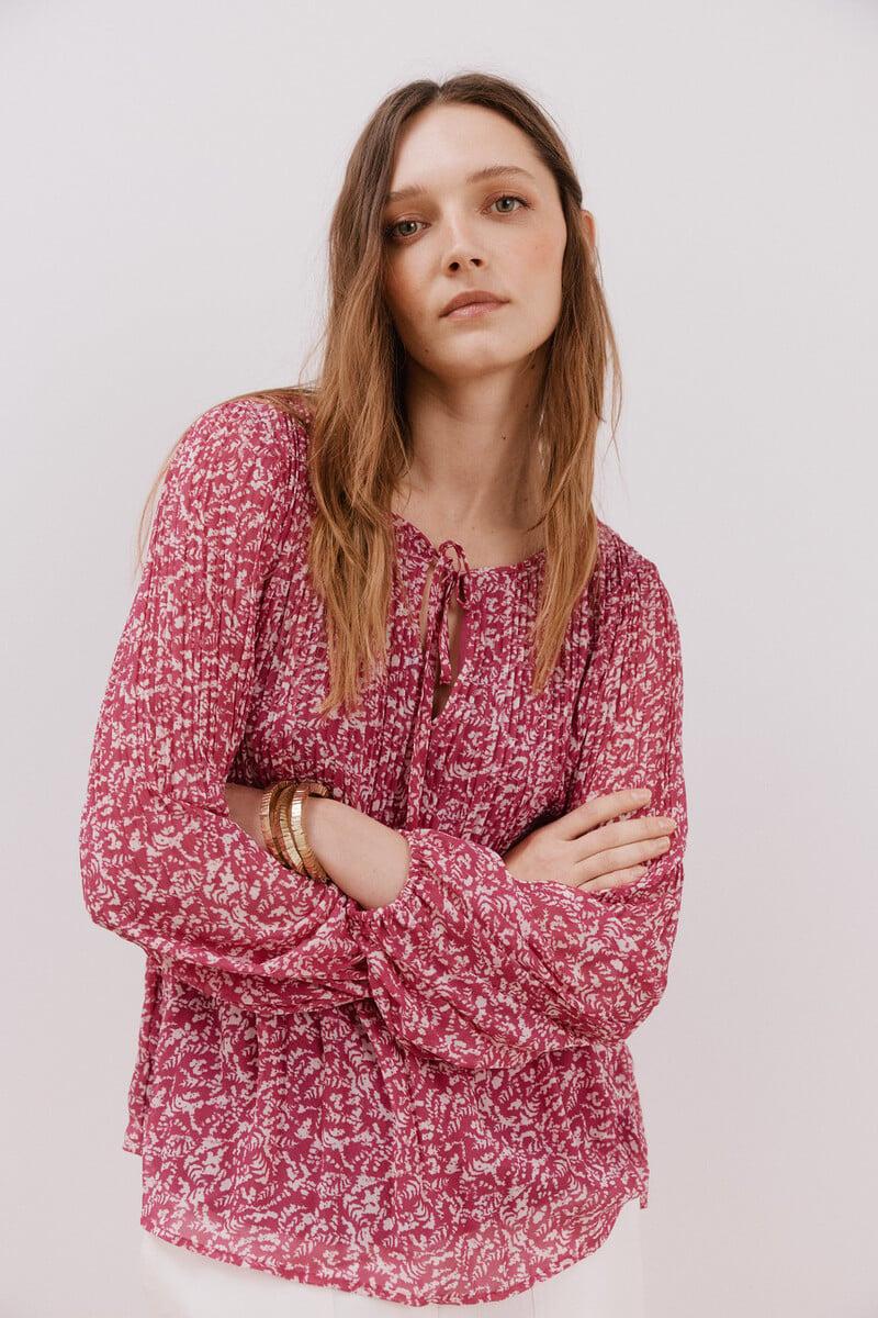 Cortefiel Blusa plisada escote pico Grandes descuentos