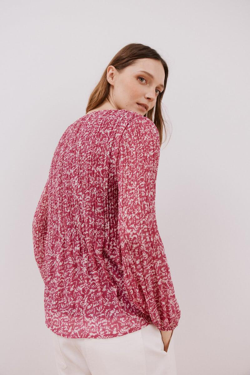 Cortefiel Blusa plisada escote pico Grandes descuentos