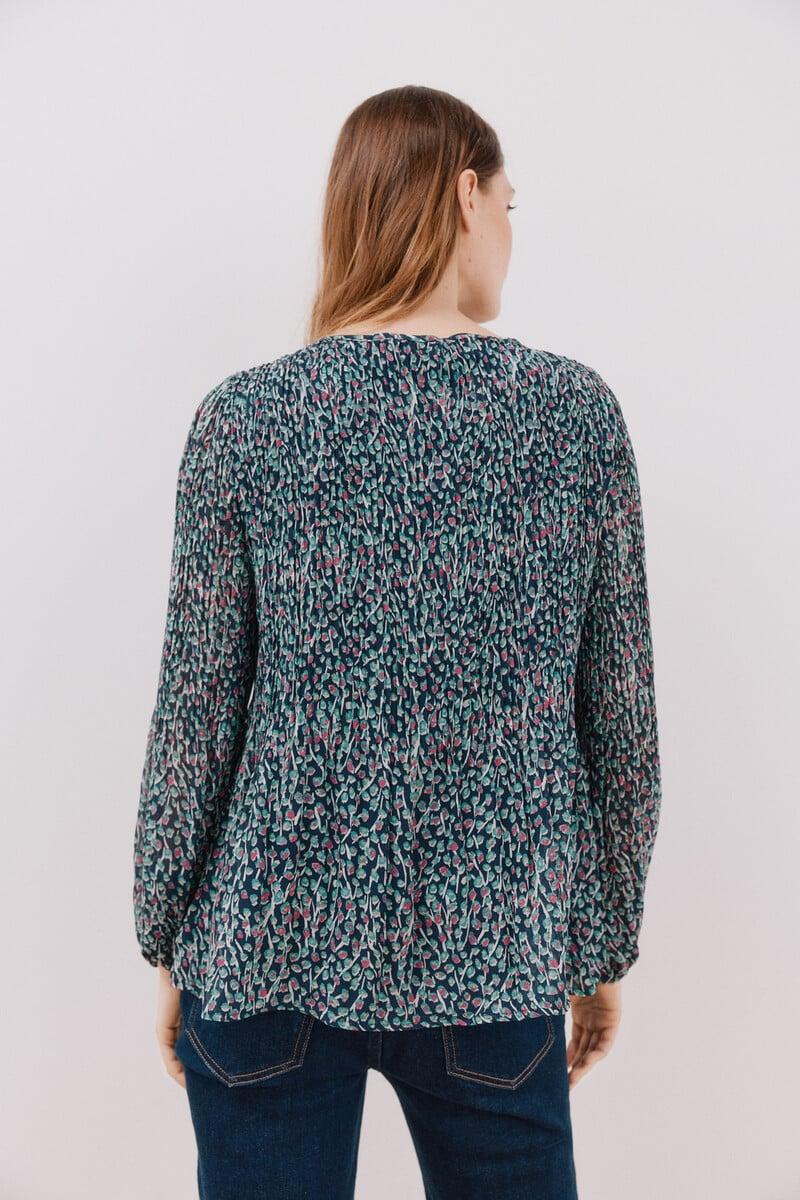 Cortefiel Blusa plisada escote pico Tienda de fábrica