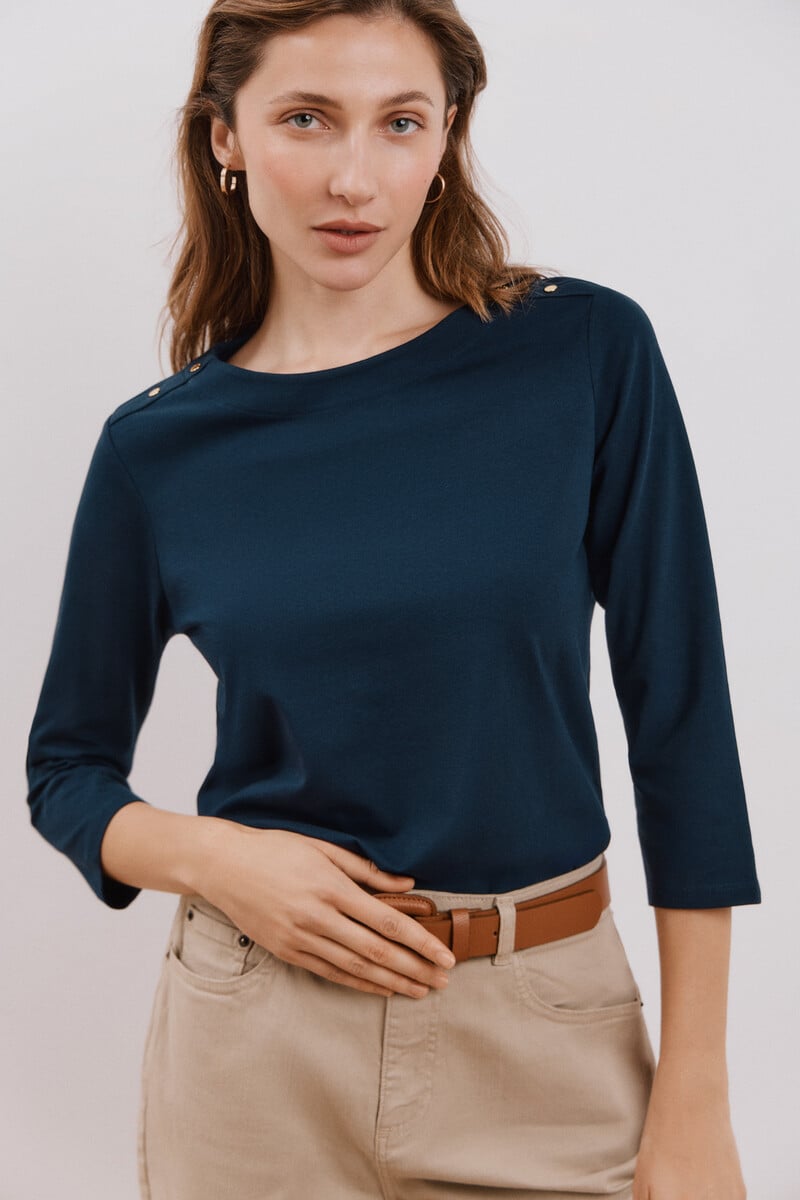 Cortefiel Camiseta básica escote barco Descuentos del mes
