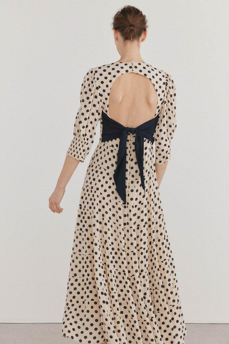 Cortefiel Vestido lunares lazo contraste Rebajas baratas