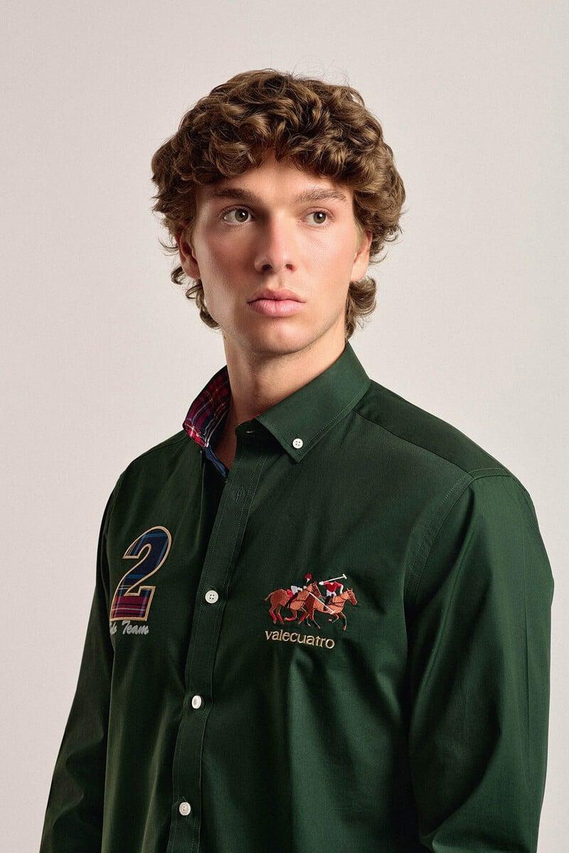 Cortefiel Camisa hombre Valecuatro verde modelo caballos Ahorra y exporta