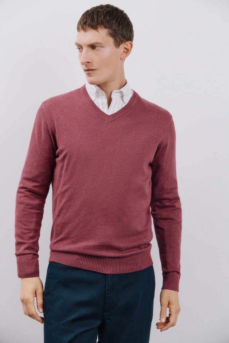 Cortefiel Jersey algodón cuello pico básico Precios de Black Friday