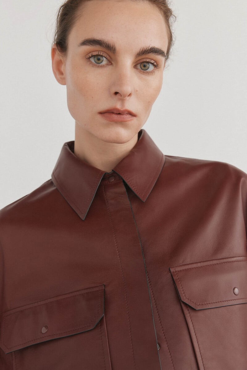 Cortefiel Camisa piel crop Rebajas de fin de temporada