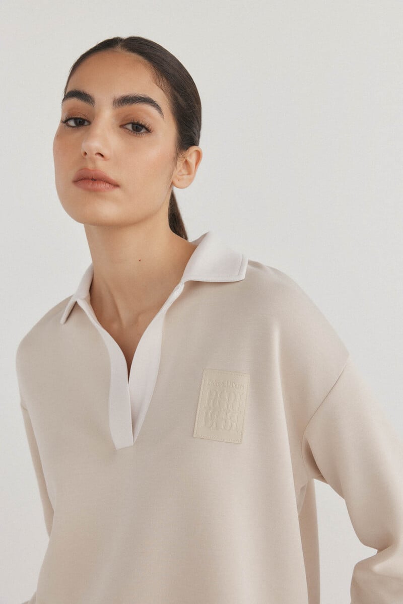 Cortefiel Sudadera soft touch cuello polo Tienda