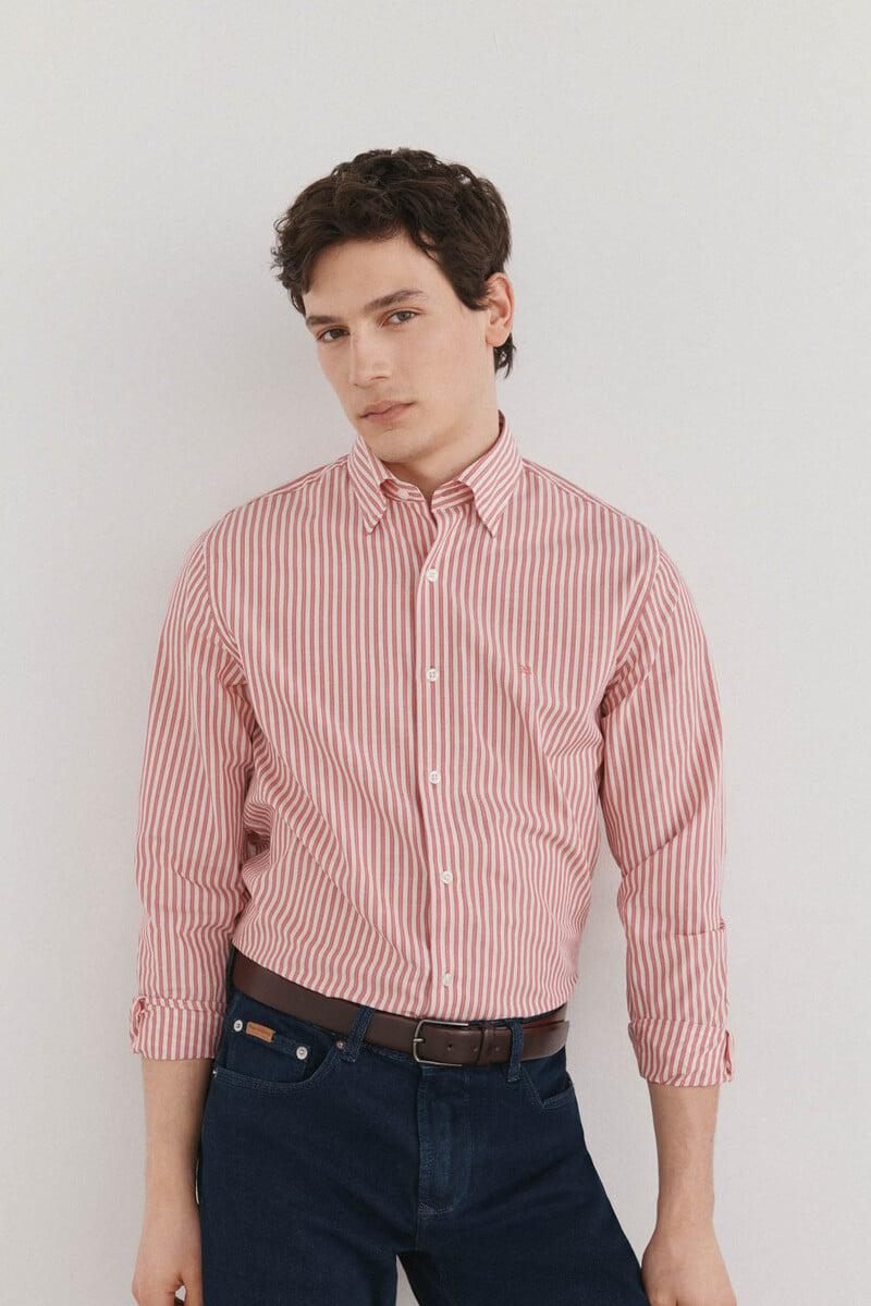 Cortefiel Camisa rayas popelín slub Descuentos del mes