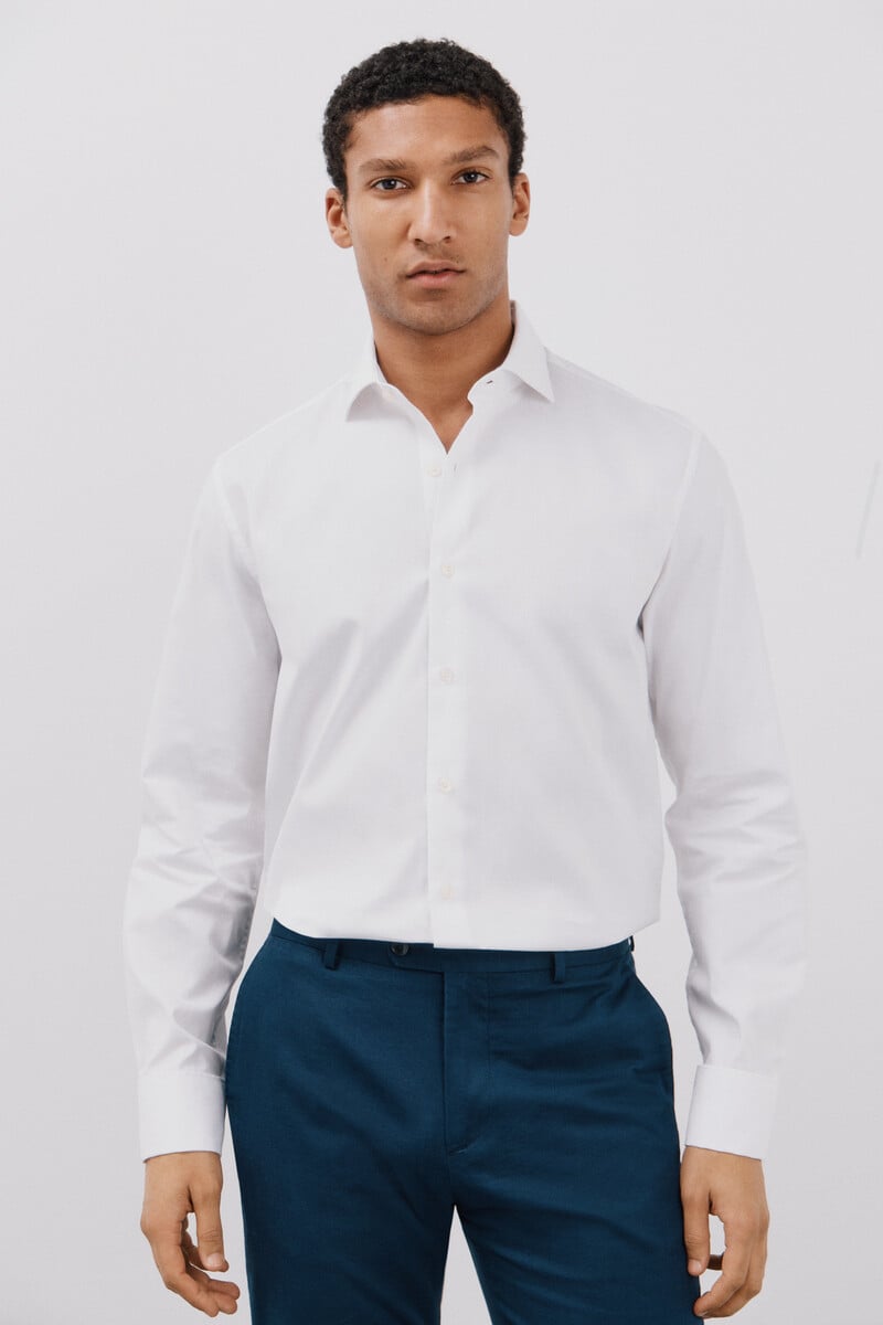 Cortefiel Camisa vestir lisa fácil plancha Mejor oferta