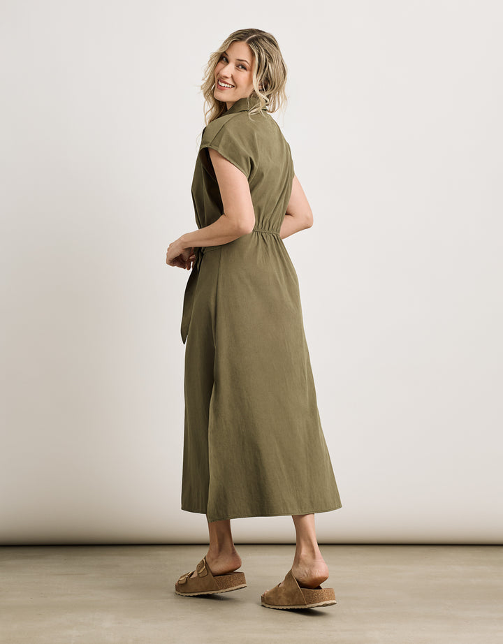 koala bay Vestido Midi Caqui - Veronique Venta caliente