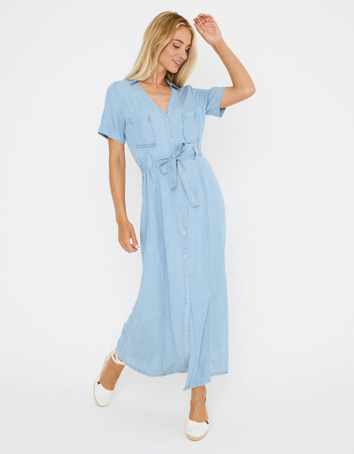 koala bay Vestido Largo Denim Claro - Lonzo Última moda