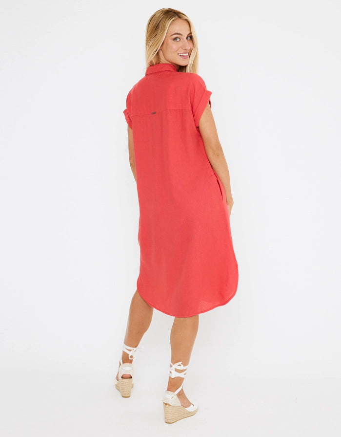 koala bay Vestido Midi Lino - Bayo En línea
