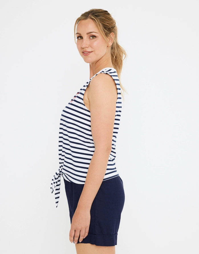 koala bay Camiseta Tirantes Blanca y Azul Marino - Rayti Rebajas top