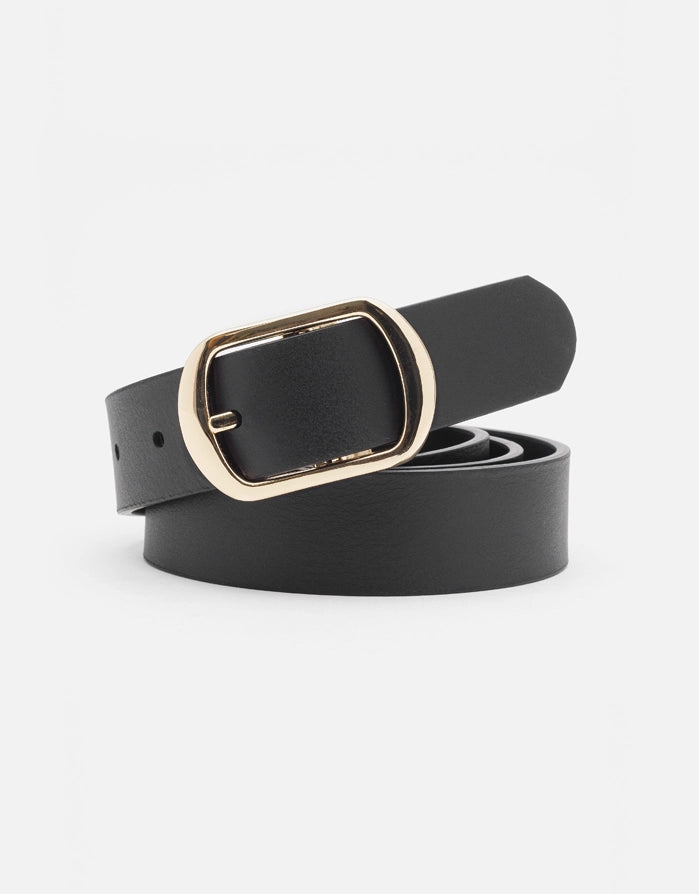 koala bay Cinturón Piel Negro con Hebilla Dorada - Costa Rebajas de fin de temporada
