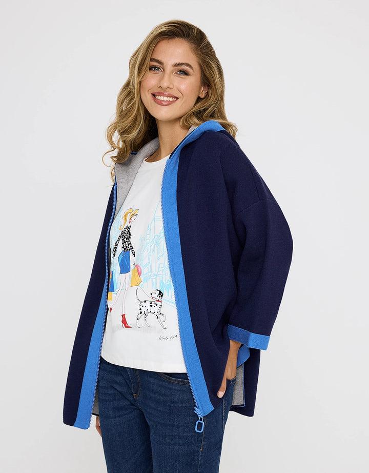 koala bay Poncho con Capucha Abierto Azul Marino - Yasmina Precio ultrabajo