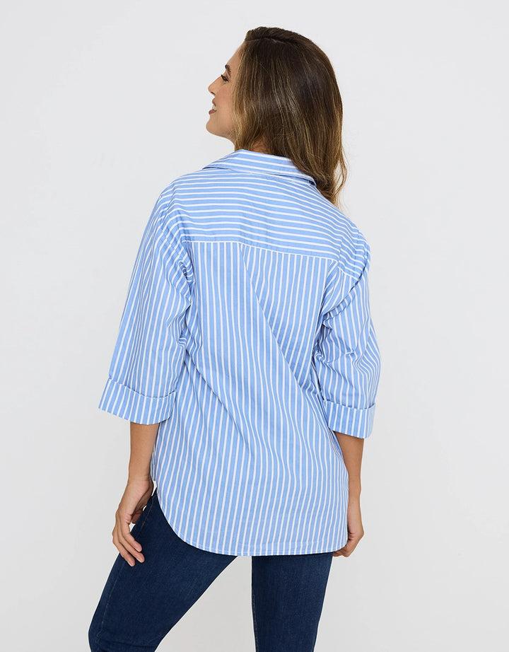 koala bay Camisa Oversize Azul Rayas - Lospine Mejor oferta