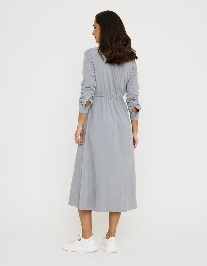 koala bay Vestido Largo Camisero Gris - Verona Grandes descuentos